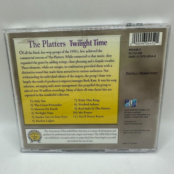 The Platters Twilight Time CD Hall Of Fame Digitally Remastered BCI Eclipse - Picture 2 of 3